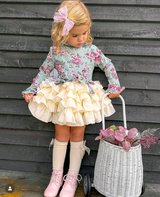Blue Floral Tutu Dress Office floral dresses