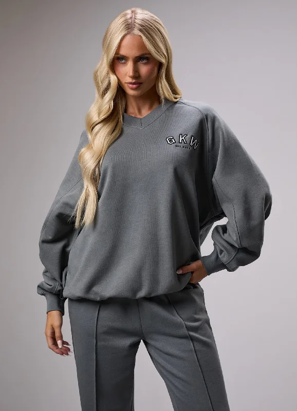 GKW Sports Luxe V Neck Crew - Dark Sage Bold Hoodie Sweatshirt