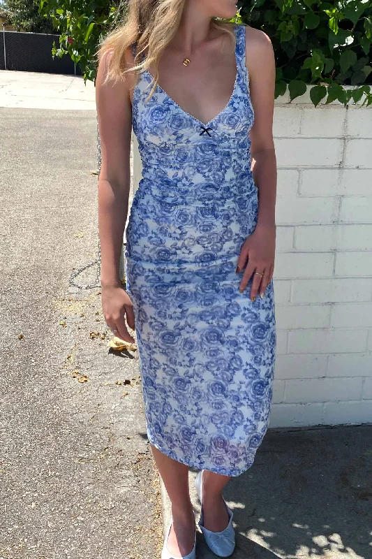 Floral Mesh Midi Dress Budget-friendly unclassified dresses