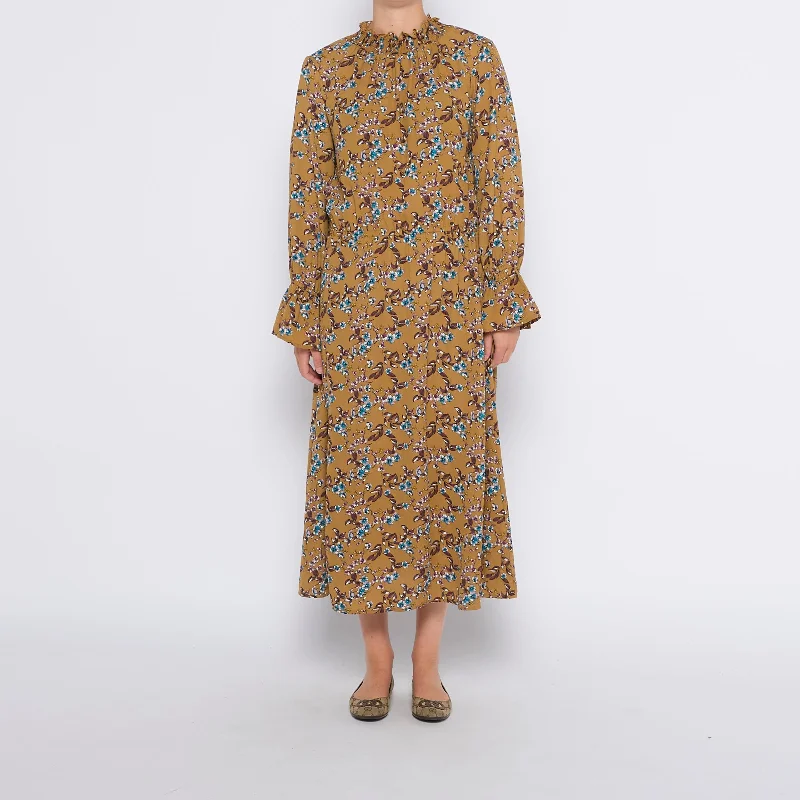 Ruched Floral  Midi Dress - UK 10 Halter unclassified dresses
