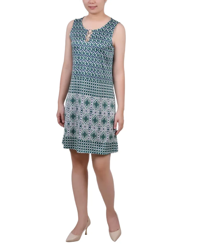 Petite Sleeveless Dress with 3 Rings Neutral tone unclassified dresses