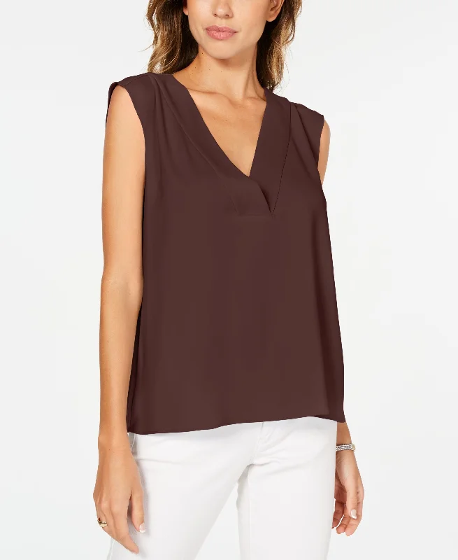 Alfani Petite V Neck Sleeveless Top Metallic unclassified dresses