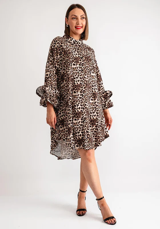 Serafina Collection One Size Leopard Print Shirt Dress, Brown Velvet unclassified dresses