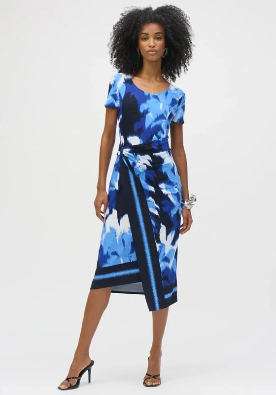 Joseph Ribkoff Abstract Print Wrap Detail Dress, Blue Multi Lace unclassified dresses