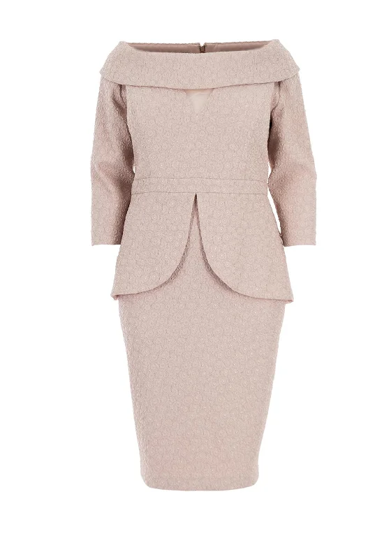 Veromia Metallic Embroidered Peplum Dress, Pink Budget-friendly unclassified dresses