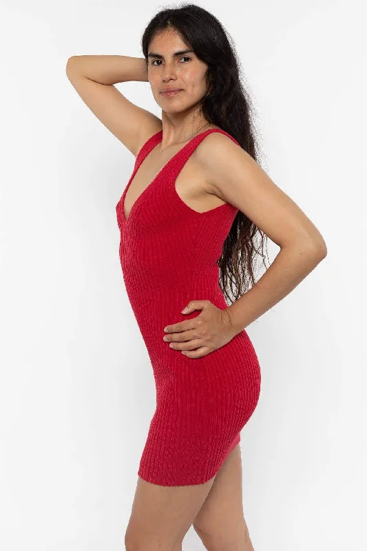 RFK226 - Ultra Heavy Knit Ribbed V Neck Dress Tulle unclassified dresses