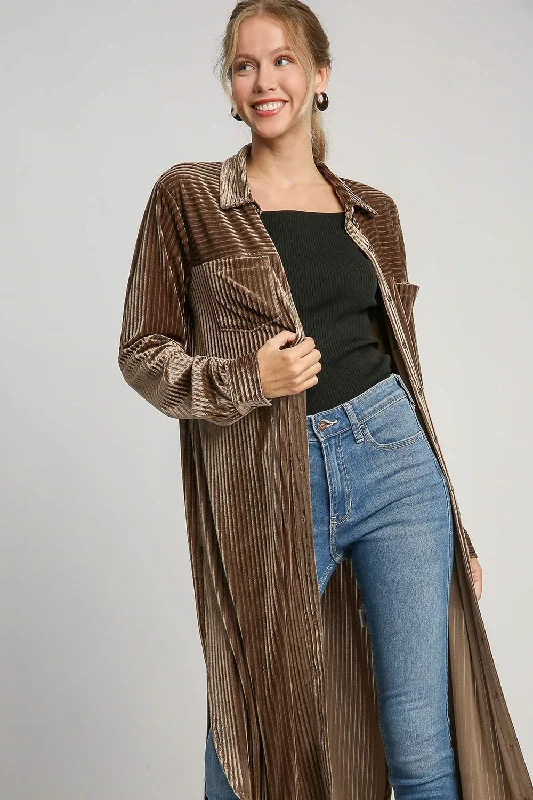 Umgee Texture Curved Hem Button Down Shirt Dress Everyday wear unclassified dresses