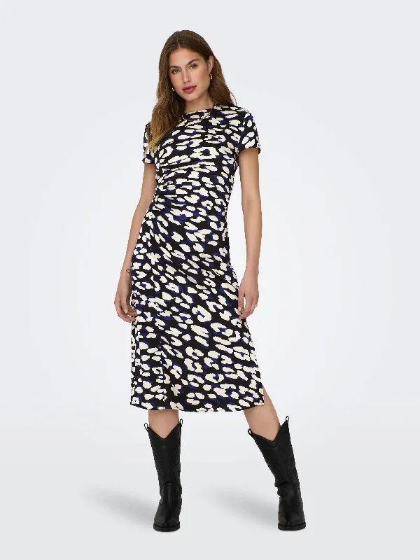 JDY Urba Short Sleeve Midi Dress-STONE Engagement unclassified dresses