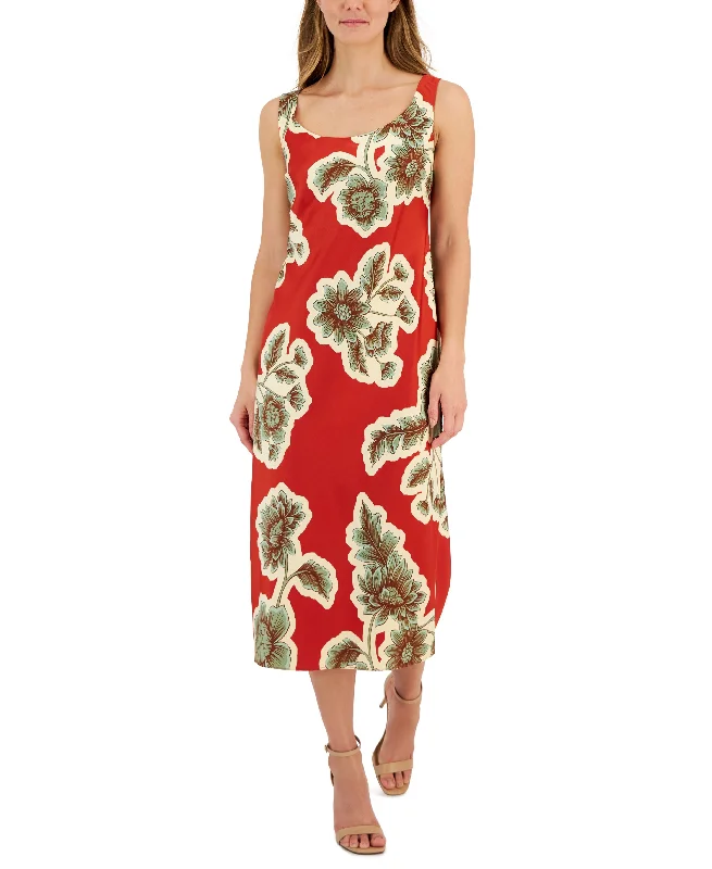 Women's Scoop-Neck Sleeveless Midi Dress Office unclassified dresses