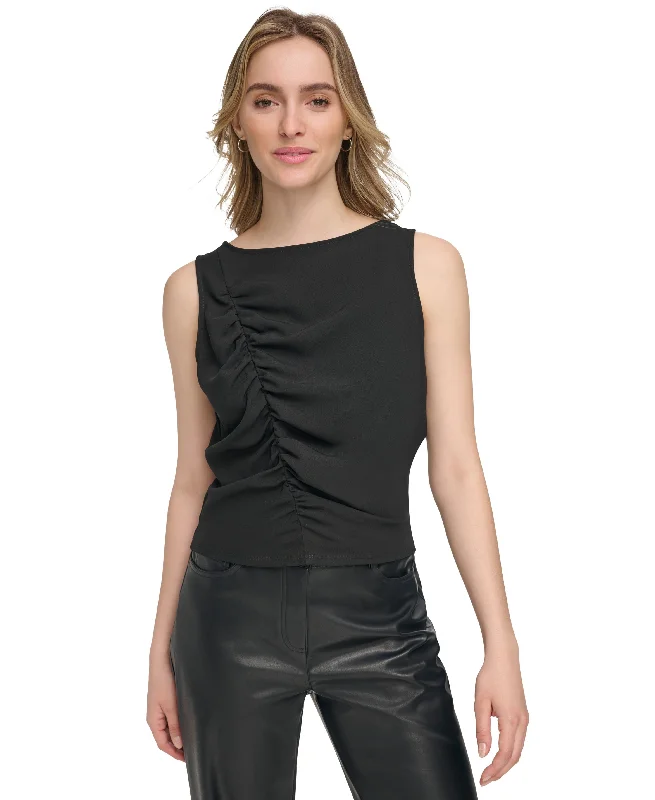 Women's Ruched-Front Sleeveless Blouse Bodycon unclassified dresses