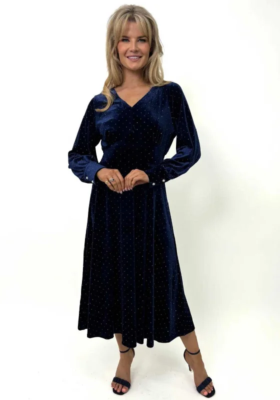 Kate & Pippa Ellen Velvet Rhinestone Dress, Navy Popular unclassified dresses