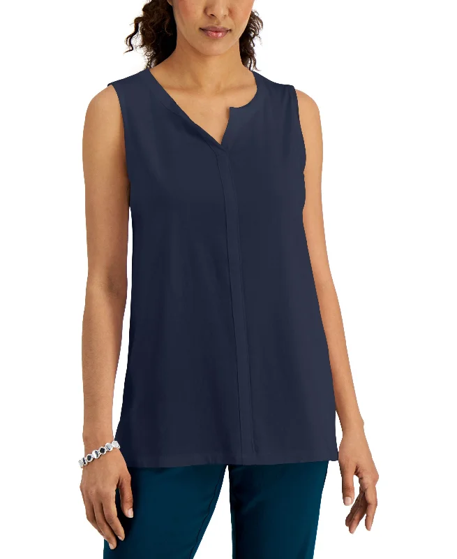 Karen Scott Split Neck Sleeveless Tunic Backless unclassified dresses