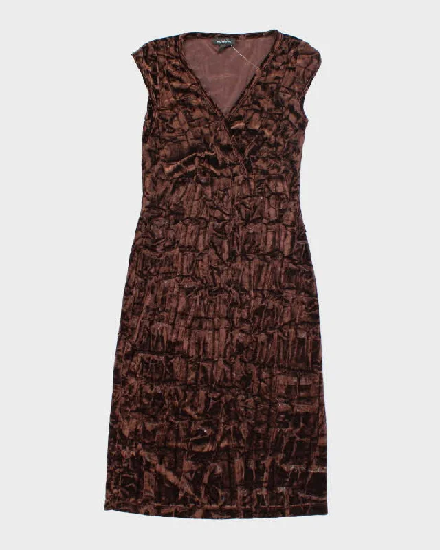 Y2k 00s Le Chateau Brown Velvet Dress - XS Long sleeve unclassified dresses