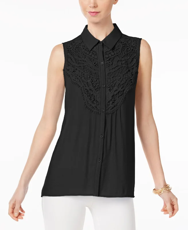 NY Collection Sleeveless Lace Trim Blouse Stretchy unclassified dresses