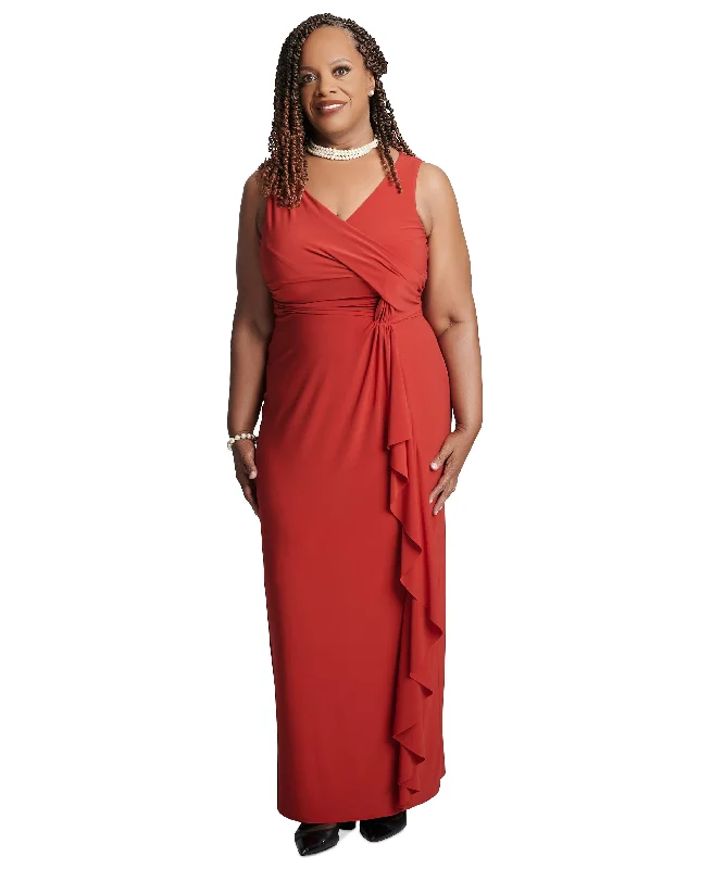 Women's Charlotte Ruffle-Front Sleeveless Maxi Dress Gothic unclassified dresses