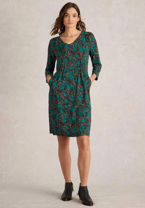 White Stuff Tallie Printed Jersey Dress, Green Casual chic unclassified dresses