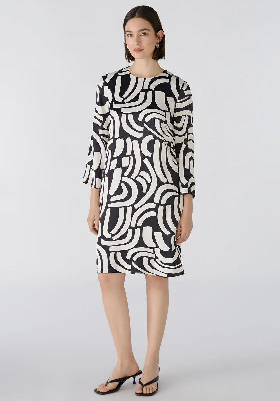 Oui Viscose Printed Shift Dress, Black & Off White Best-selling unclassified dresses