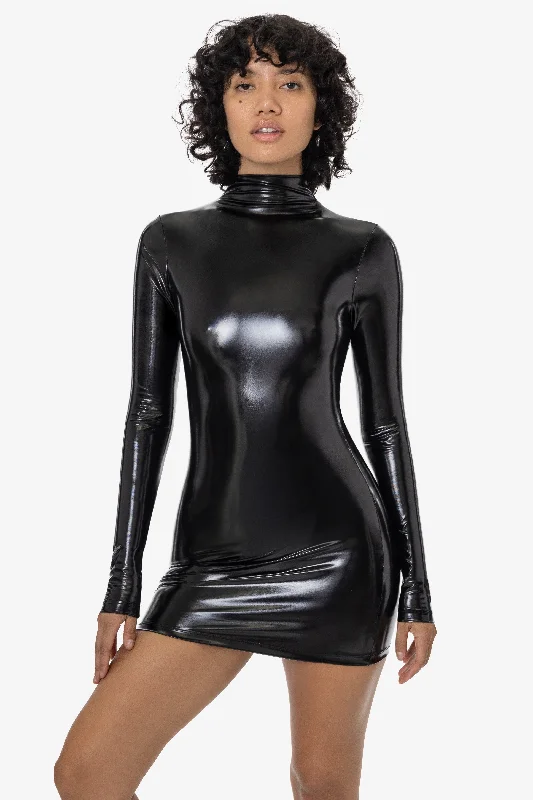 RSV3606 - Stretch Vinyl Mockneck Dress Travel unclassified dresses