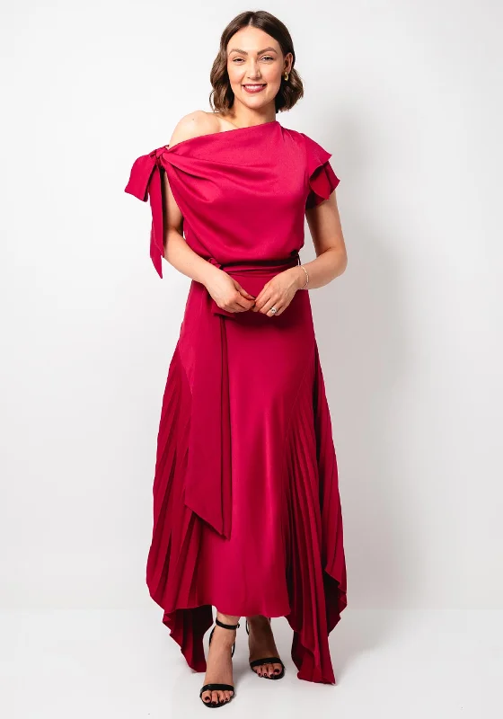 Kevan Jon Emilia Asymmetric Pleated Dress, Dusty Rose Pink Affordable unclassified dresses