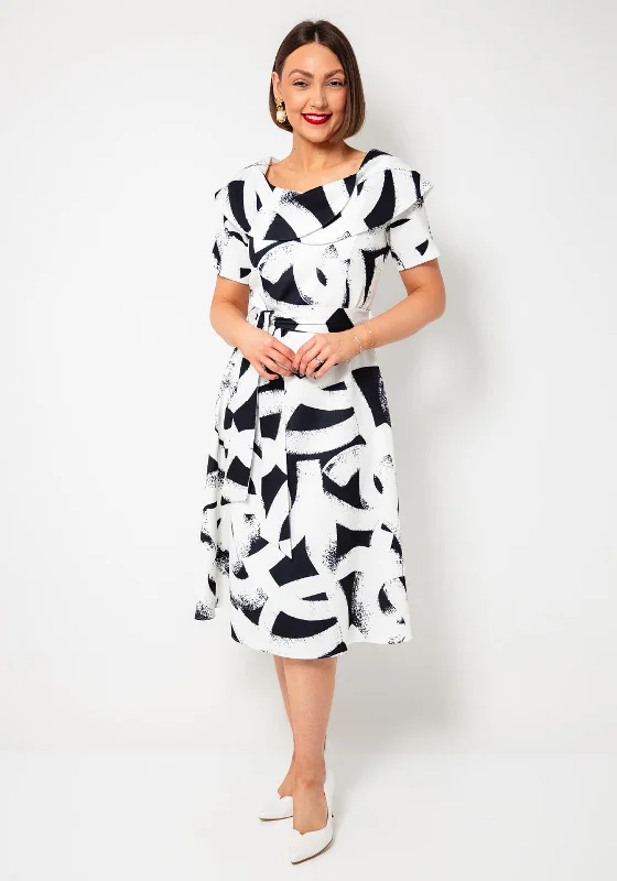 Coco Doll Gia Nala Abstract Print Dress, Black and White Budget-friendly unclassified dresses