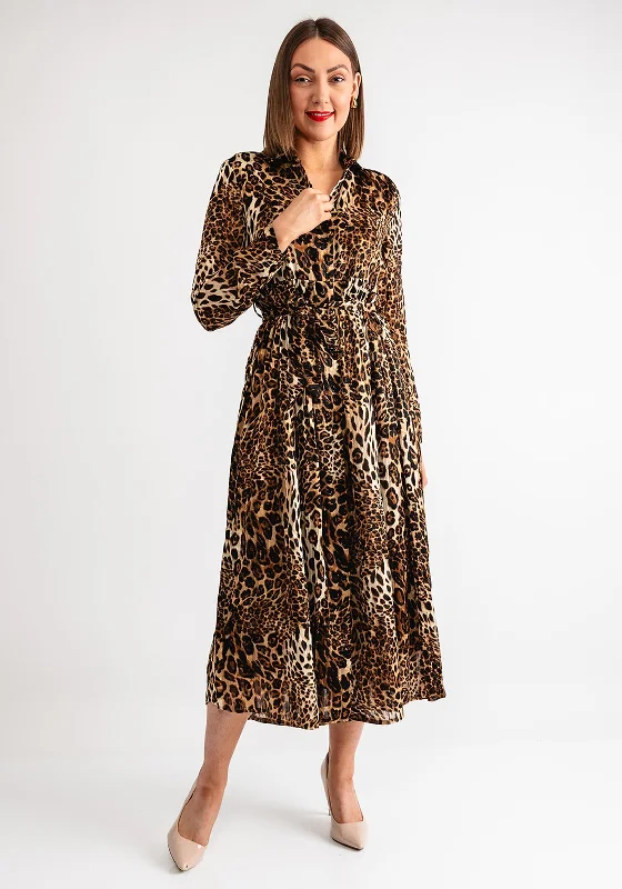 Serafina Collection Leopard Print Maxi Shirt Dress, Brown Petite unclassified dresses