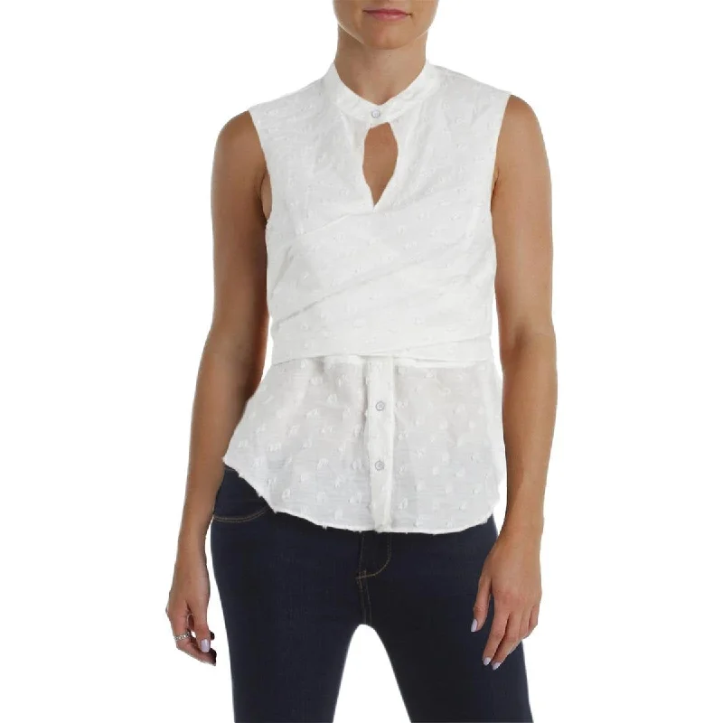 Rachel Roy Womens Sleeveless Distressed Peplum Top Bold pattern unclassified dresses