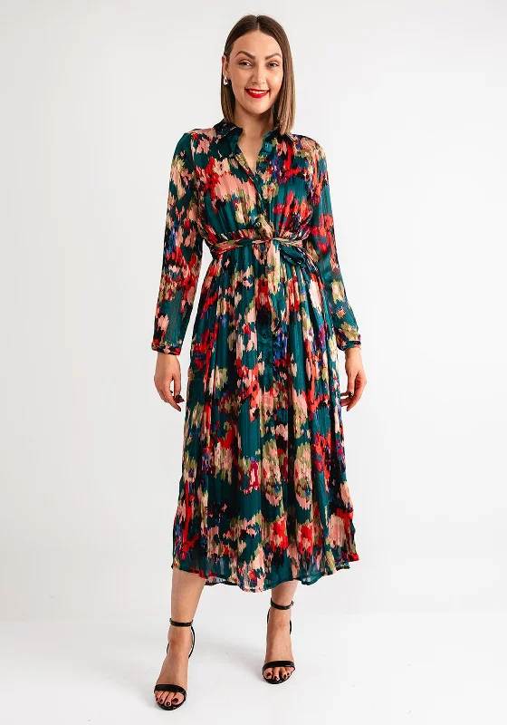 Serafina Collection Printed Maxi Shirt Dress, Green Multi Corset unclassified dresses