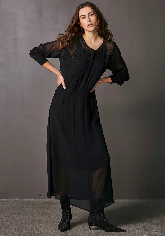 Nu Denmark Veronica Beaded Maxi Dress, Black Preppy unclassified dresses