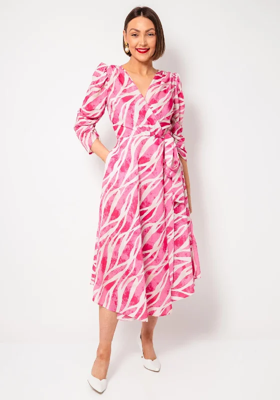Coco Doll Pemo Animal Print Wrap Dress, Pink Casual unclassified dresses
