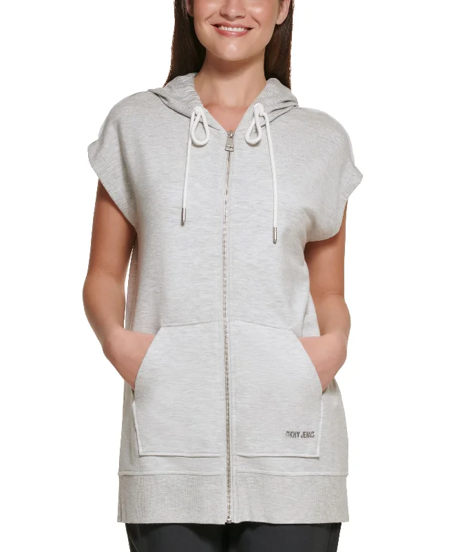 DKNY Jeans Womens Zip Front Sleeveless Hoodie Denim unclassified dresses