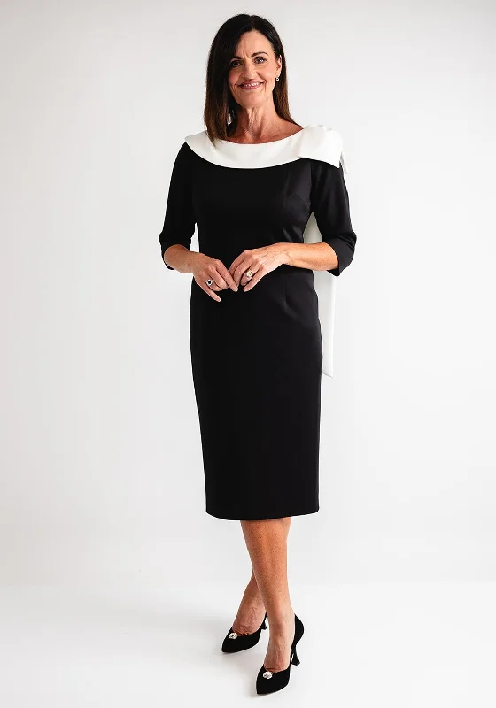 Lizabella Bow Detail Collar Pencil Midi Dress, Black Lightweight unclassified dresses