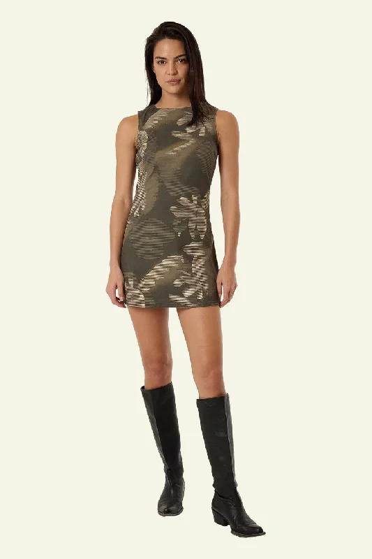 THRILLS Flora Haze Sateen Dress - BRINDLE High-low unclassified dresses
