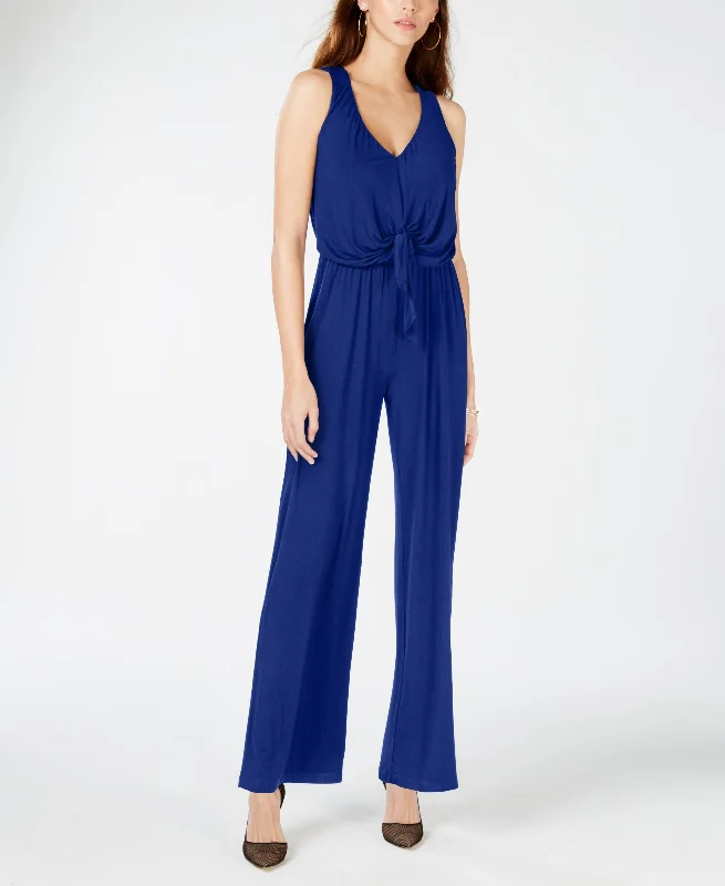 INC Sleeveless Tie-Waist Jumpsuit Ruched unclassified dresses