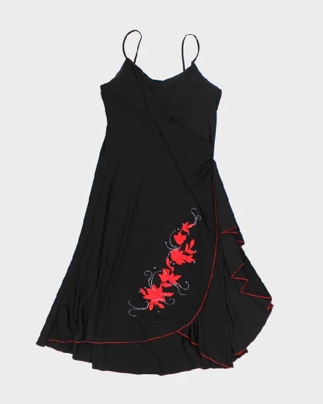 Y2k 00s Tabom Black Embroidered Dress - XL Smocked unclassified dresses