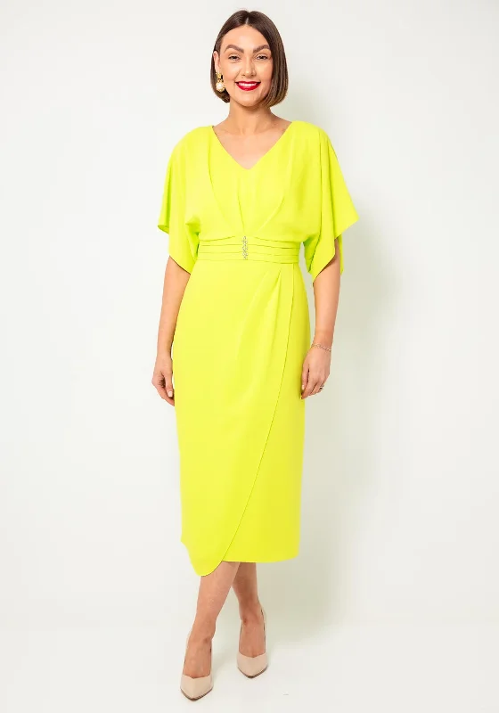 Lizabella V Neck Diamante Belt Pencil Dress, Lime Green Denim unclassified dresses