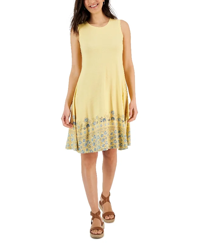 Petite Border-Print Sleeveless Flip-Flop Dress Casual chic unclassified dresses