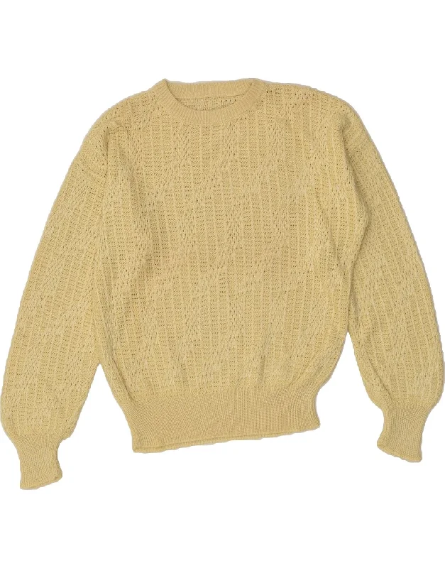VINTAGE Womens Crew Neck Jumper Sweater UK 18 XL Yellow Cotton Affordable sweaters