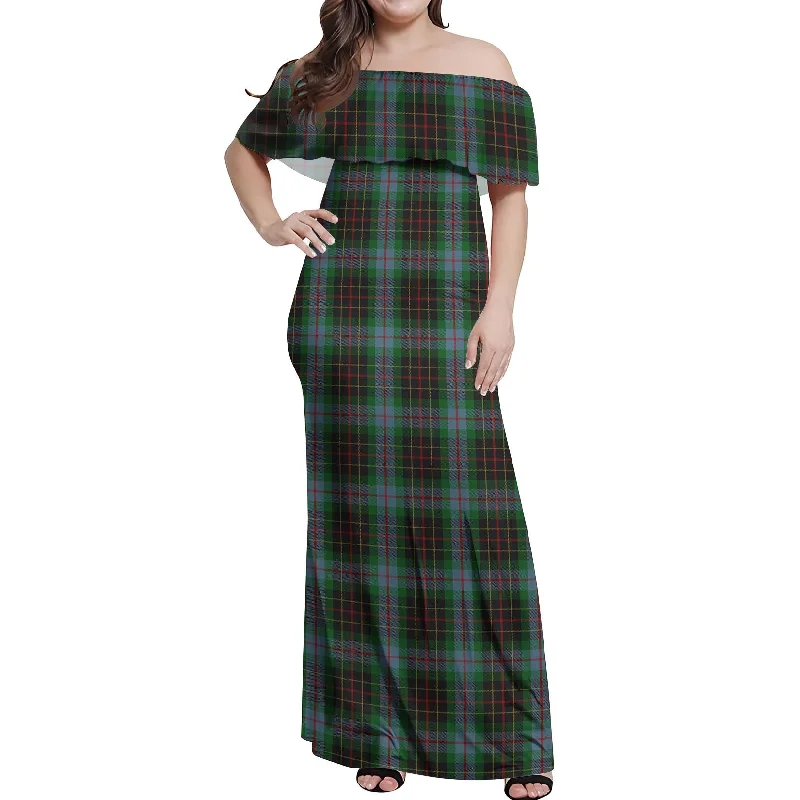 Brodie Hunting Tartan Off Shoulder Long Dress Chic maxi dresses